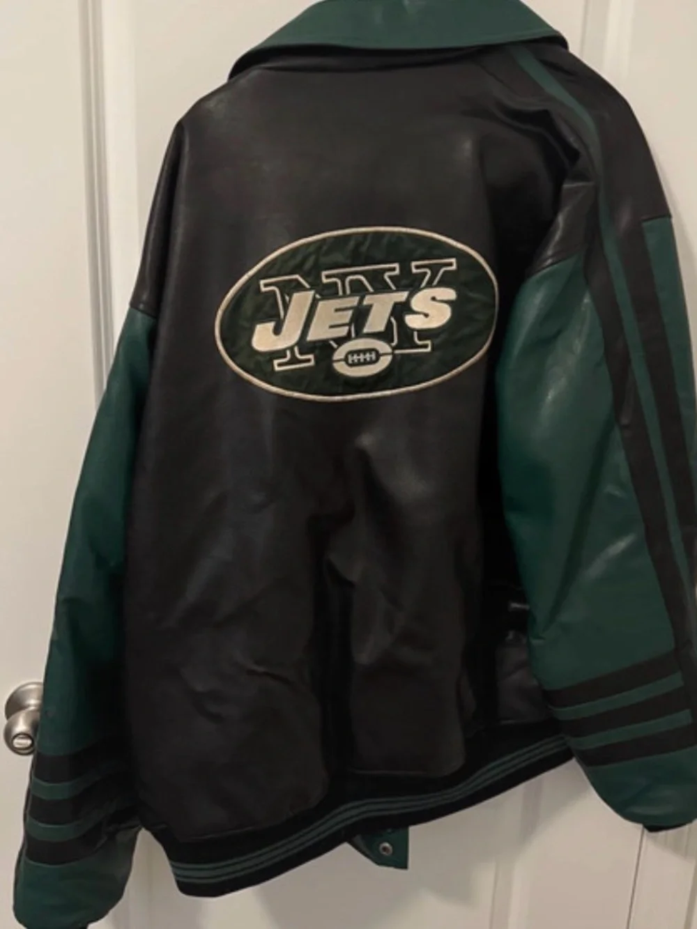 New York Jets Black & Green Leather Varsity Jacket